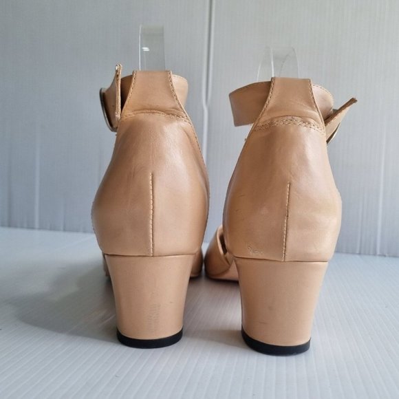 Bared Footwear Nude Leather Round Toe Block Heel Shoes Size 38 - Picture 6 of 13